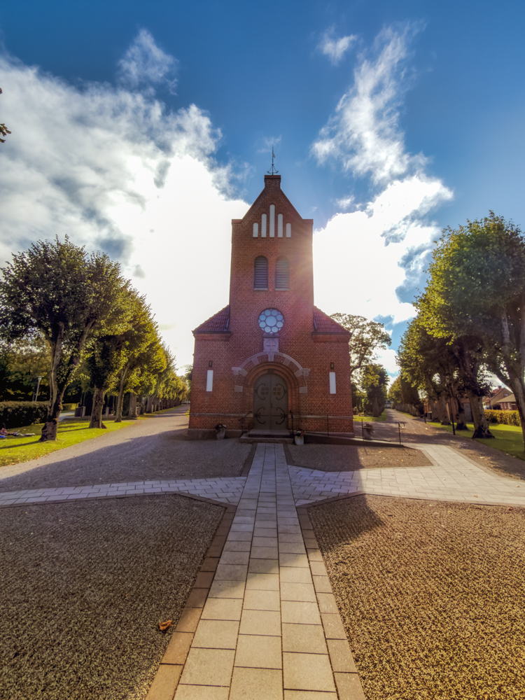 Tomelilla church a sunny autumn day.